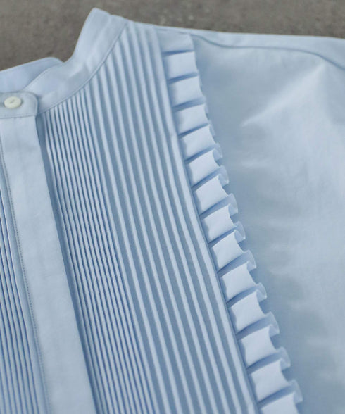 tuck frill flare shirt